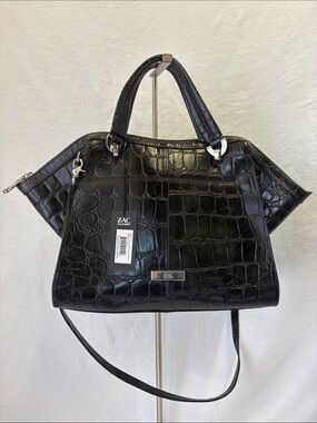 Zac Zac Posen Eartha Jumbo Graphite Croc Bag